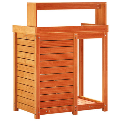 Ruskea ruukutuspöytä hyllyllä Leonidas 82,5x50x109,5cm (mänty)