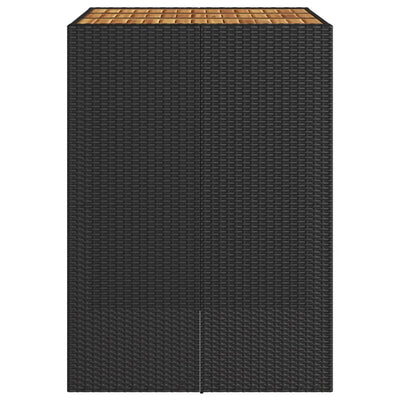 Puutarhapöytä akasiapuu ja polyrottinki musta 105x80x110 cm