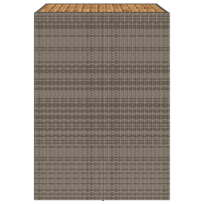 Puutarhapöytä akasiapuu ja polyrottinki harmaa 105x80x110 cm