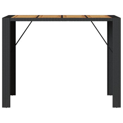 Puutarhapöytä akasiapuu ja polyrottinki musta 145x80x110 cm