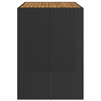 Puutarhapöytä akasiapuu ja polyrottinki musta 145x80x110 cm