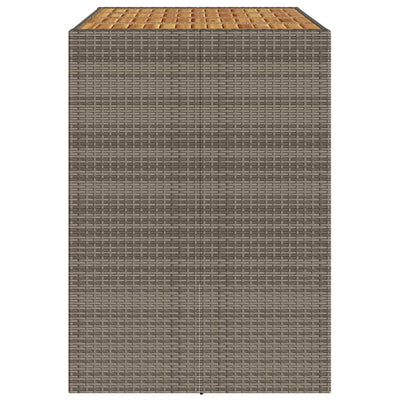 Puutarhapöytä akasiapuu ja polyrottinki harmaa 145x80x110 cm