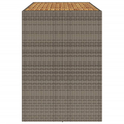 Puutarhapöytä akasiapuu ja polyrottinki harmaa 185x80x110 cm
