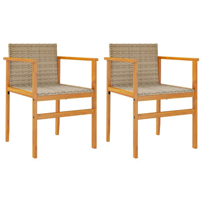 Puutarhatuolit 2 kpl beige polyrottinki ja täysi puu