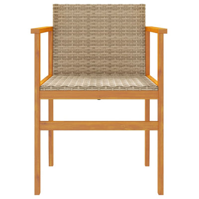 Puutarhatuolit 2 kpl beige polyrottinki ja täysi puu
