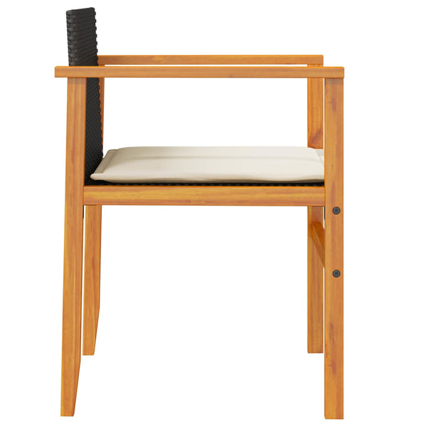 Musta puutarhatuolit tyynyillä Bicuta (2 kpl musta polyrottinki ja puu)