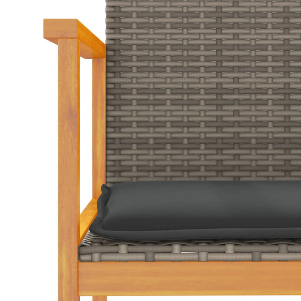 Harmaa puutarhatuolit tyynyillä Bicuta (2 kpl polyrottinki ja puu)