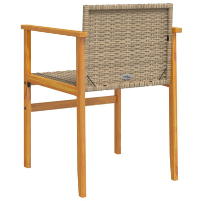 Puutarhatuolit tyynyillä 2 kpl beige polyrottinki ja täysi puu
