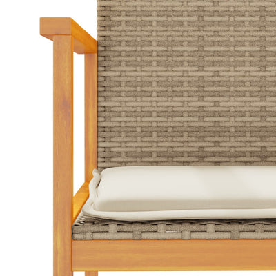 Puutarhatuolit tyynyillä 2 kpl beige polyrottinki ja täysi puu