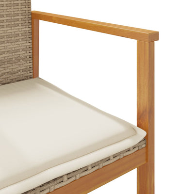 Puutarhatuolit tyynyillä 2 kpl beige polyrottinki ja täysi puu