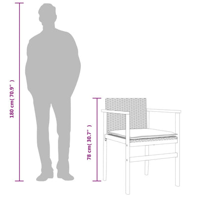 Puutarhatuolit tyynyillä 2 kpl beige polyrottinki ja täysi puu