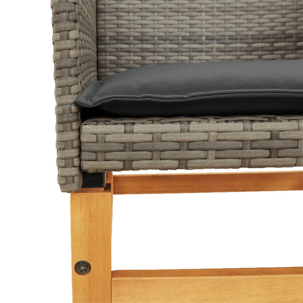 Harmaa puutarhatuolit tyynyillä Bicuta (2 kpl polyrottinki ja puu)