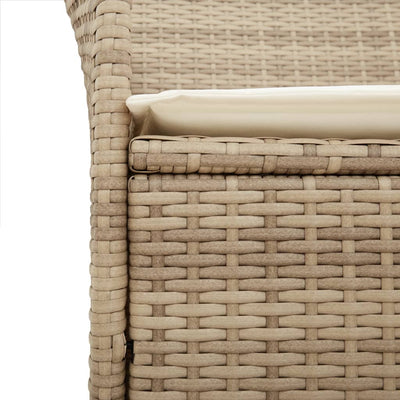 Puutarhatuolit tyynyillä 2 kpl beige polyrottinki ja täysi puu
