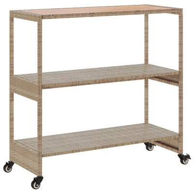 Beige baarivaunu 3 tasoa Ionicu (polyrottinki ja akasiapuu)