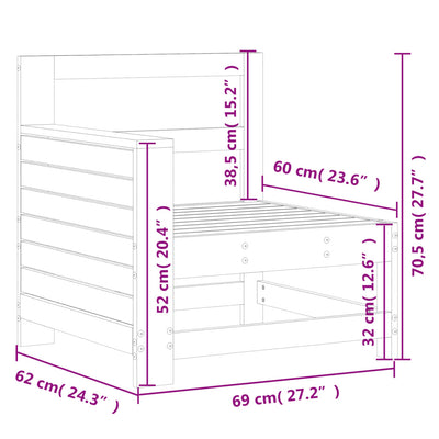 Puutarhan sohvatuoli vahanruskea 69x62x70,5 cm täysi mänty