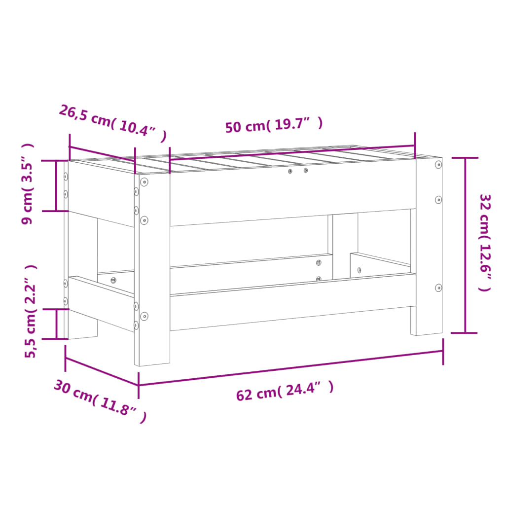 Ulkorahi Lopez 62x30x32cm (kyllästetty mänty)