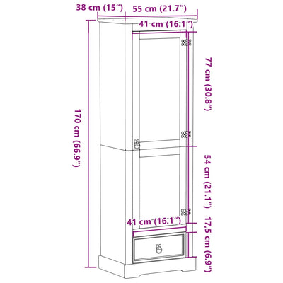 Vaatekaappi Corona 55x38x170 cm täysi mänty