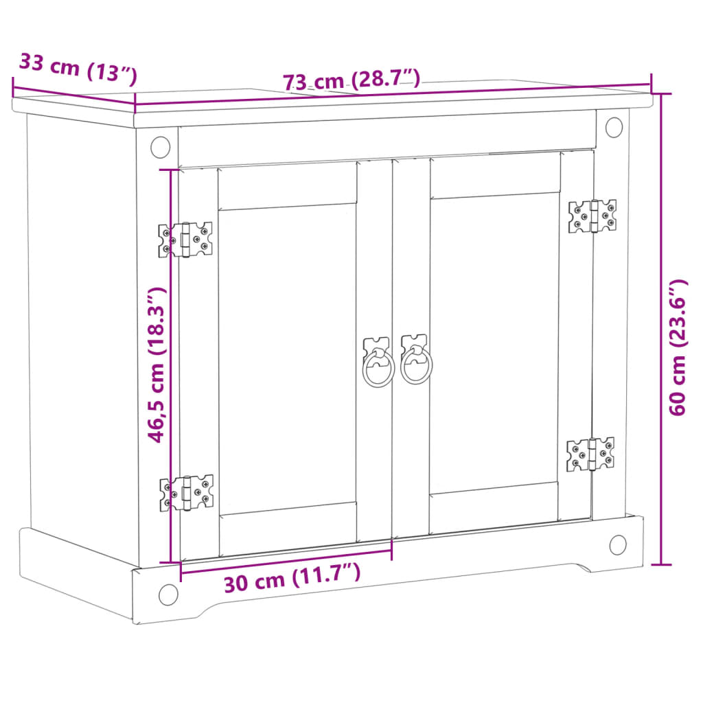 Kylpyhuoneen pesuallaskaappi corona Iuzefina 73x33x60cm (mänty)