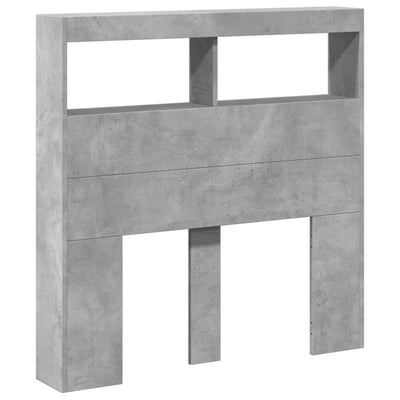 Sängynpäätykaappi LED-valoilla betoninharmaa 100x17x102 cm