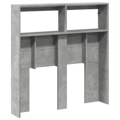 Sängynpäätykaappi LED-valoilla betoninharmaa 100x17x102 cm