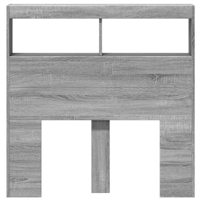 Sängynpäätykaappi LED-valoilla harmaa Sonoma 100x17x102 cm
