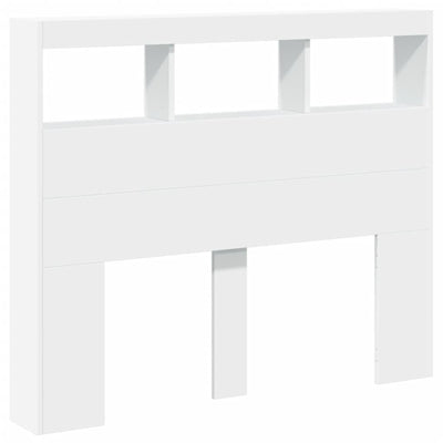 Sängynpäätykaappi LED-valoilla valkoinen 120x17x102 cm