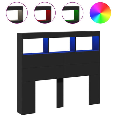 Musta sängynpäätykaappi Nculai 120x17x102cm (led-valoilla)