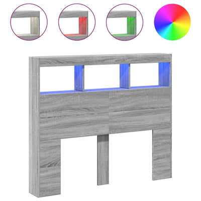 Harmaa sängynpäätykaappi Nculai 120x17x102cm (led-valoilla)