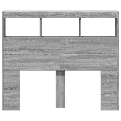 Sängynpäätykaappi LED-valoilla harmaa Sonoma 120x17x102 cm