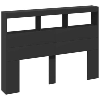 Sängynpäätykaappi LED-valoilla musta 140x17x102 cm