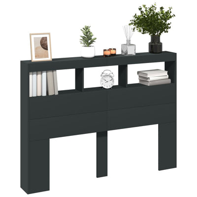 Musta sängynpäätykaappi Nculai 140x17x102cm (led-valoilla)