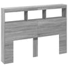 Sängynpäätykaappi LED-valoilla harmaa Sonoma 140x17x102 cm