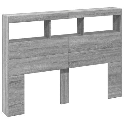 Sängynpäätykaappi LED-valoilla harmaa Sonoma 140x17x102 cm