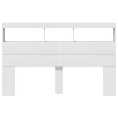 Sängynpäätykaappi LED-valoilla valkoinen 160x17x102 cm