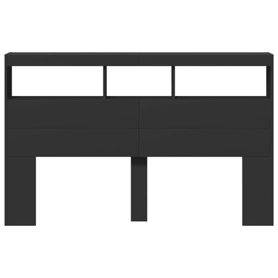 Musta sängynpäätykaappi Nculai 160x17x102cm (led-valoilla)