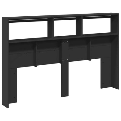 Sängynpäätykaappi LED-valoilla musta 160x17x102 cm