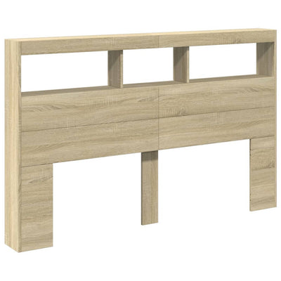 Sängynpäätykaappi LED-valoilla Sonoma-tammi 160x17x102 cm