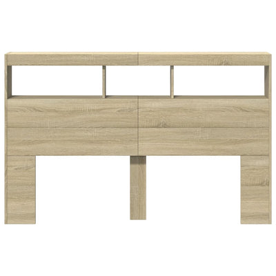 Sängynpäätykaappi LED-valoilla Sonoma-tammi 160x17x102 cm