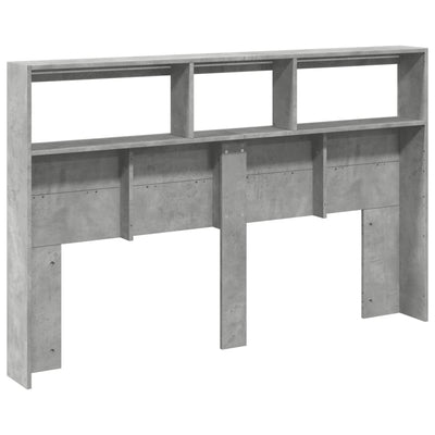 Sängynpäätykaappi LED-valoilla betoninharmaa 160x17x102 cm