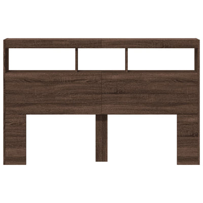 Sängynpäätykaappi LED-valoilla ruskea tammi 160x17x102 cm