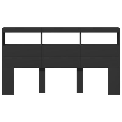 Musta sängynpäätykaappi Nculai 180x17x102cm (led-valoilla)