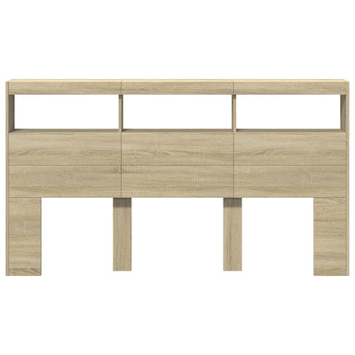 Sängynpäätykaappi LED-valoilla Sonoma-tammi 180x17x102 cm