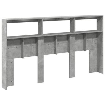 Sängynpäätykaappi LED-valoilla betoninharmaa 180x17x102 cm