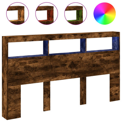 Savutammi sängynpäätykaappi Nculai 180x17x102cm (led-valoilla)