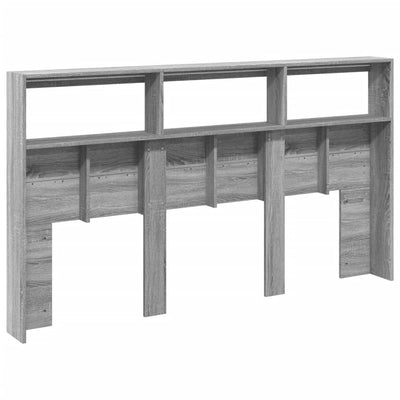 Sängynpäätykaappi LED-valoilla harmaa Sonoma 180x17x102 cm