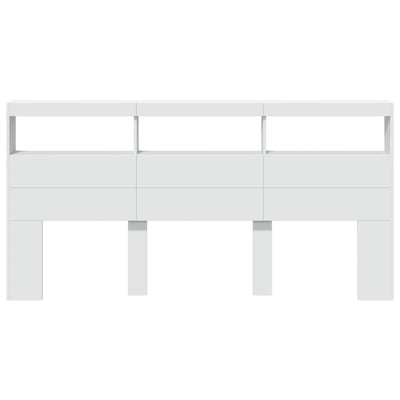 Sängynpäätykaappi LED-valoilla valkoinen 200x17x102 cm