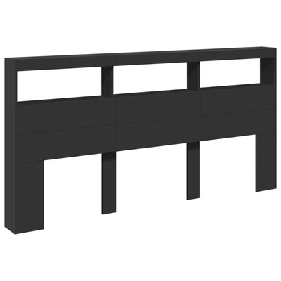 Sängynpäätykaappi LED-valoilla musta 200x17x102 cm