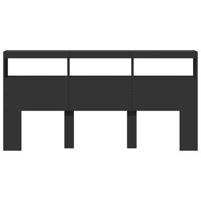 Musta sängynpäätykaappi Nculai 200x17x102cm (led-valoilla)