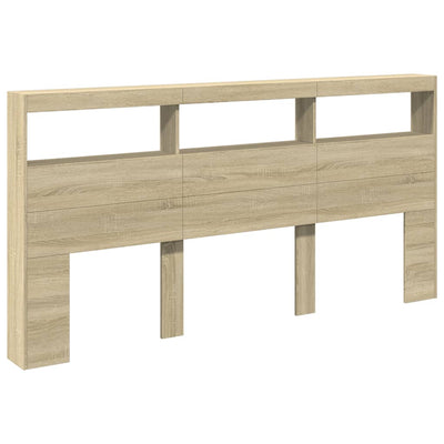 Sängynpäätykaappi LED-valoilla Sonoma-tammi 200x17x102 cm