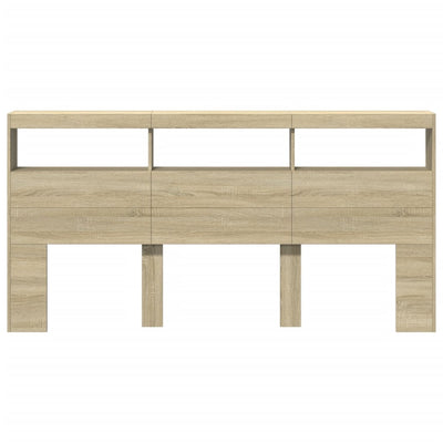 Sängynpäätykaappi LED-valoilla Sonoma-tammi 200x17x102 cm